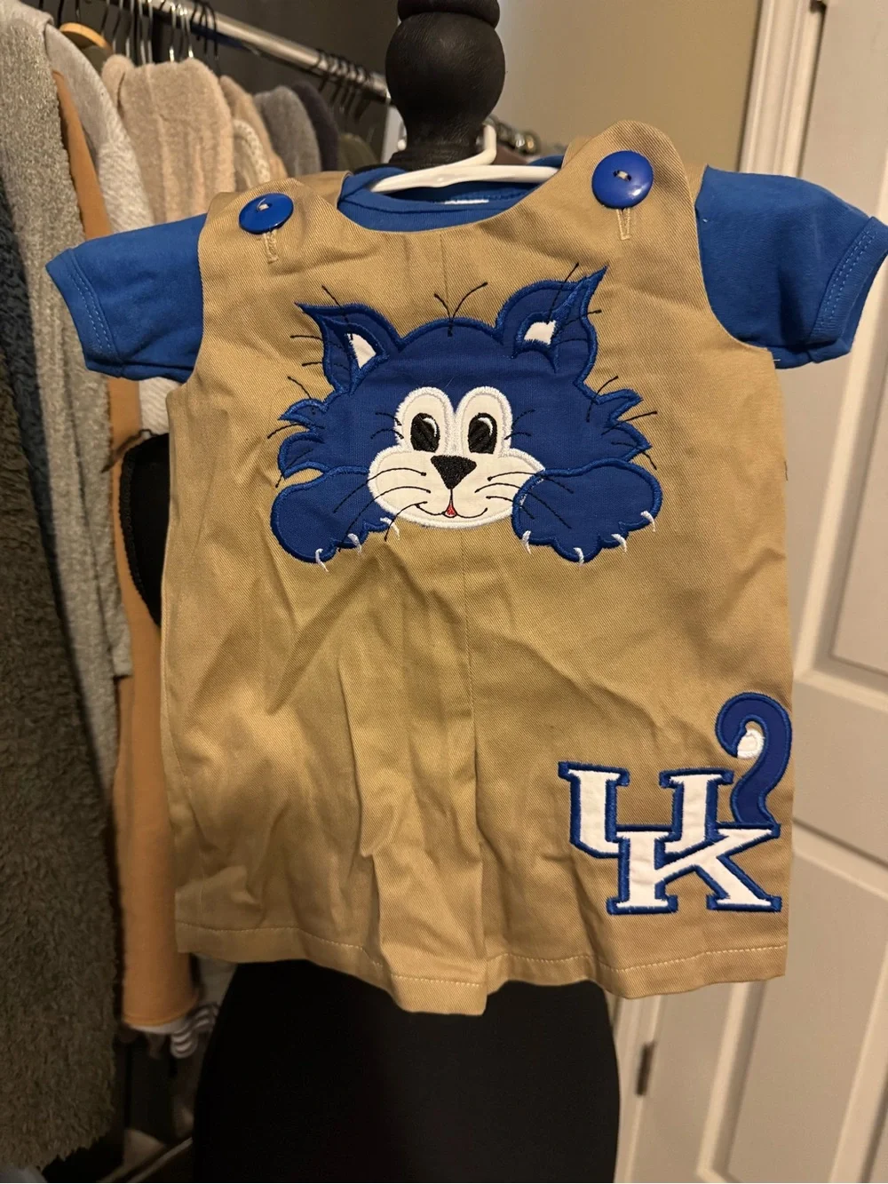 NWOT University of Kentucky UK College Blue Cat Baby Infant Romper Jumper
